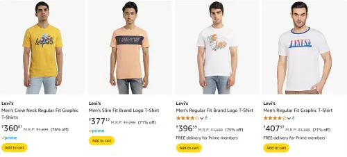 Image of vLevi's Men's Regular Fit Graphic T-Shirts Starting at ₹360 @ #Amazon