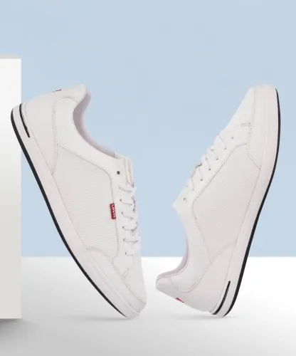 Image of LEVI'S Men's White Solid Sneakers Sneakers For Men