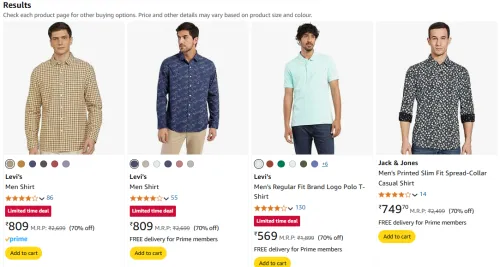 Image of Levi's Men Shirt upto 70% Discount