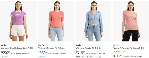 Image of Levi's Women's Slim Fit T-Shirt up to 80% Discount @ #Amazon