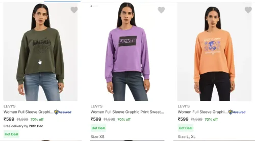 Image of Levi S Women's Sweatshirts upto 70% Discount
