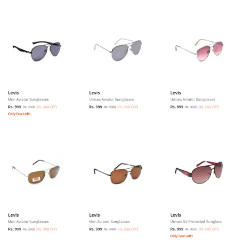 Image of Levis Brand Men's Sunglasses with UV Protected Lens @ Flat ₹999
