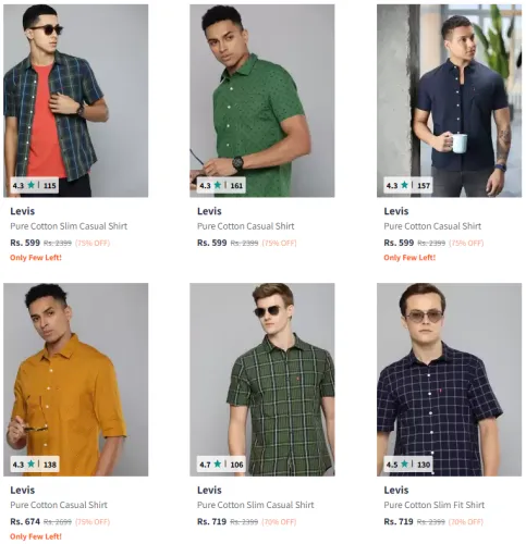 Image of Levis Brand Men's Shirts @ Flat 75% Discount