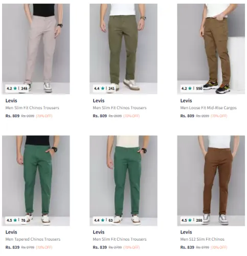 Image of Levis Brand Men's Trousers @ Flat 70% Discount
