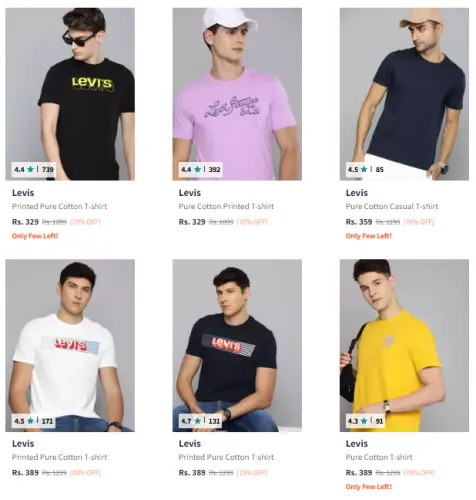 Image of Levis Brand Men's Tshirts @ Flat 70% Discount