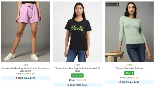 Image of Levis Brand Women's Clothing @ Flat 75% Discount