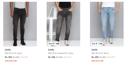 Image of Levis Men Fashion Jeans Flat 70% Discount