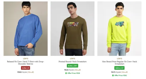 Image of Levis Men Fashion Sweatshirt Minimum 70% Discount