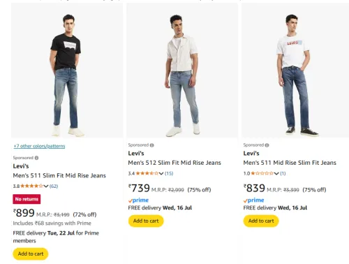 Image of Levis Men Shorts Minimum Jeans 70% Discount