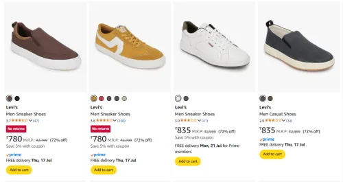 Image of Levi's Men Sneaker Shoes Flat 72% Off