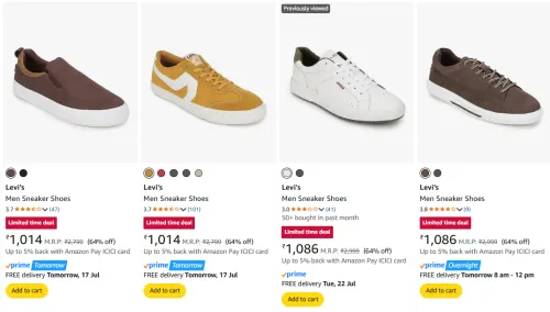 Image of Levi's Men's Sneakers at minimum 61% Discount