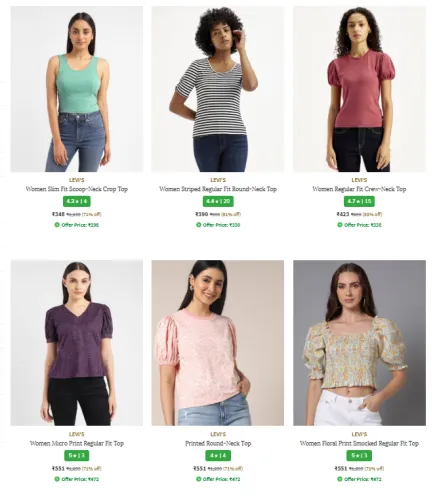 Image of LEVI'S Women's Top & Tunics Minimum 70% Discount