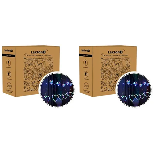 Image of Lexton 138 LED Heart Curtain Lights (Pack of 2)