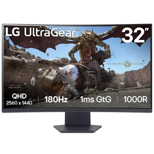 Image of LG (32GS60QC) Ultragear 32 inch curved gaming monitor.