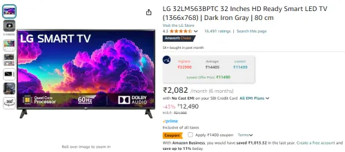 Image of LG 32LM563BPTC 32 Inches HD