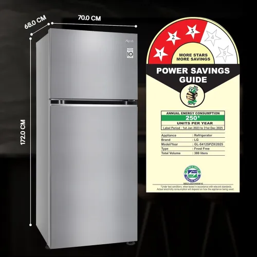 Image of LG 380 L 3 Star Frost-Free Smart Inverter Double Door Refrigerator .