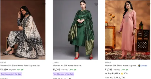 Image of Libas Women's Kurta Sets at Minimum 70% Discount
