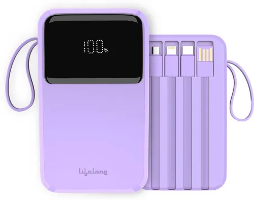 Image of Lifelong 10000mAh 22.5W Wireless Power Bank (Purple, Fast Charging)