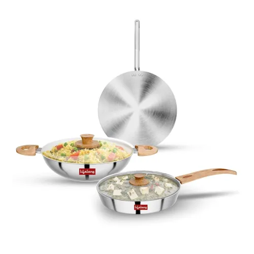 Image of Lifelong Kadhai , Fry Pan with Lid & Roti Tawa
