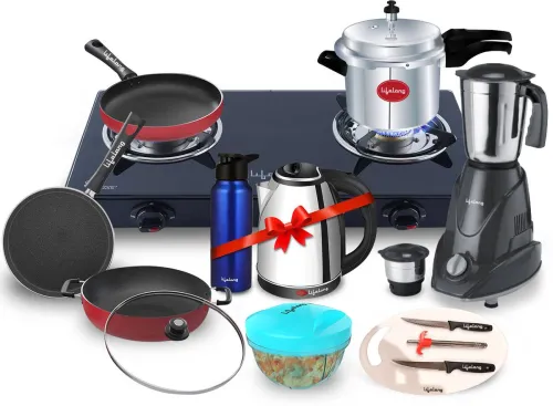 Image of Lifelong LLCMBGS01 2B Family Pack Combo Glass Manual Gas Stove (2 Burners)