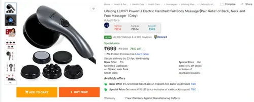 Image of Lifelong LLM171 Powerful Electric Full Body Massager
