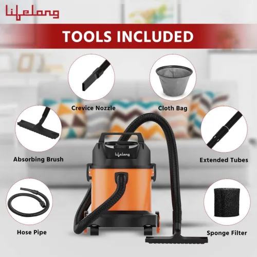 Image of Lifelong LLVC930 Wet & Dry Vacuum Cleaner (Orange, Black)