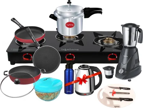 Image of Lifelong Manual Gas Stove (3 Burners)