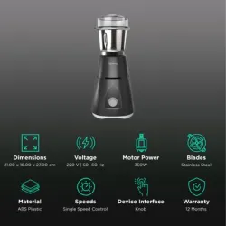 Lifelong Uno LX 350 Watt 1 Jar Mixer Grinder (Ergonomic Design, Grey)