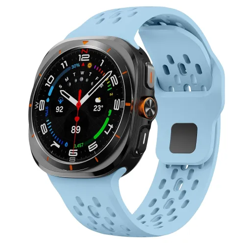 Image of light blue silicone sport band compatible with the Galaxy Watch Ultra 2024 (47 mm)