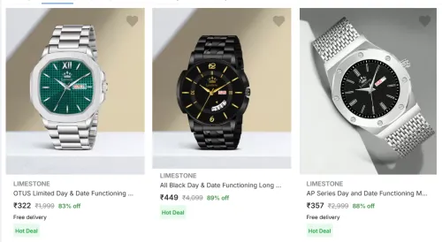 Image of Limestone Men's watches Minimum 80% Discount