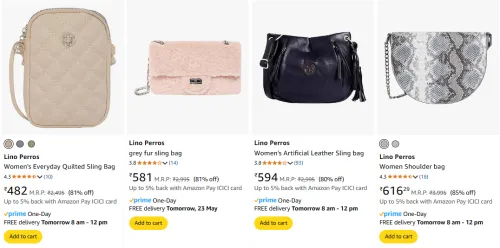 Image of Lino Perros Women's Sling Bags at minimum 80% Discount