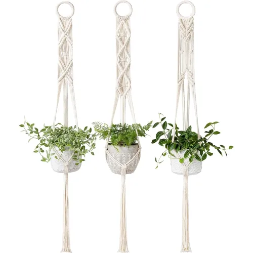 Image of LIPPAN� Macrame Plant Hanger [Without Pot] | Rope Flower Pot Holder for Indoor Outdoor Balcony Gardening