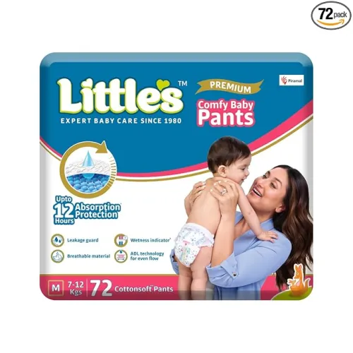 Image of Little's Premium Baby Diapers M Size (Medium) Pants Style | 7-12 kg 72 Count - Pack1