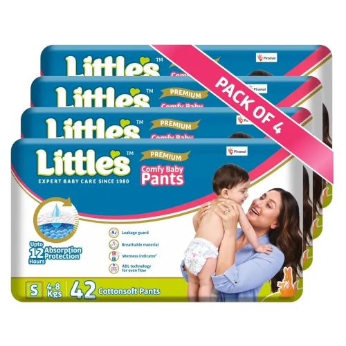 Image of Little's Premium Baby Diapers S Size 168 Count (Pack of 4 | 4–8kg)