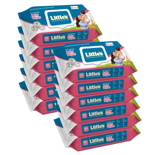 Image of Little's Soft Cleansing Baby Wipes (80 Wipes, Lid Pack of 12) 