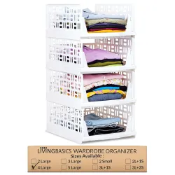 LIVINGBASICS Wardrobe Organizer (4 Large, Plastic)