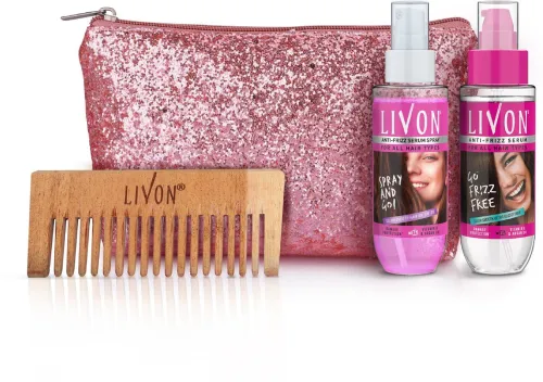 Image of Livon Anti-Frizz Hair Serum & Shake & Spray Serum Combo