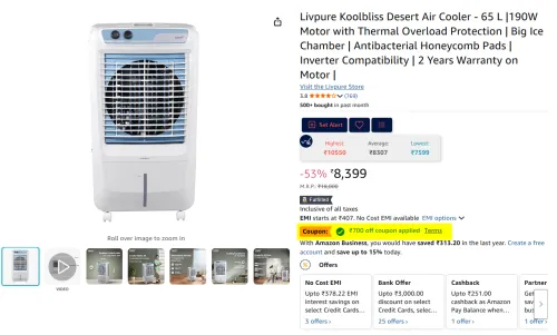 Image of Livpure Koolbliss Desert 190W Air Cooler - 65 L