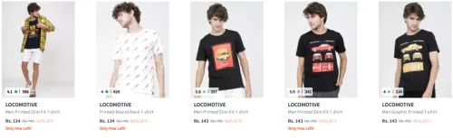 Image of LOCOMOTIVE Men Fit T-shirt Upto 82% Discount