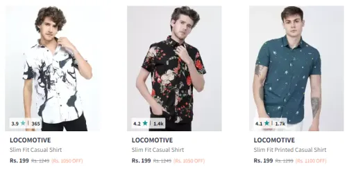 Image of LOCOMOTIVE Men Topwear Start @ ₹199