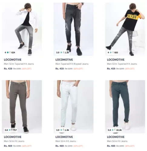 Image of Locomotive Men's Jeans @ Minimum 80% Discount