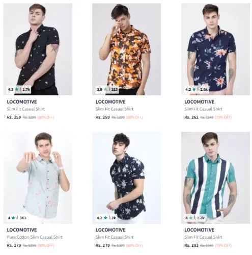 Image of Locomotive Men's Shirts @ Minimum 80% Discount