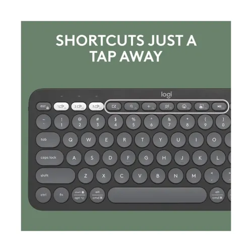 Image of Logitech Pebble Keys 2 K380s, Multi-Device Bluetooth Wireless Keyboard with Customisable Shortcuts