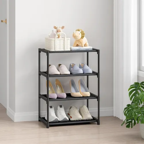 Image of LOKEME Shoe Rack, 4 Tier Foldable Open Book Shelf, Book Shelve, Shoe Rack