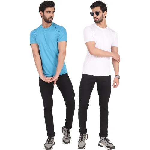 Image of London Hills Men's Polyester Slim Fit T-Shirt ( Pack of 3)