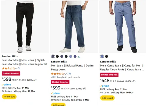 Image of London Hills Men'S Jeans Starting Price@ ₹598