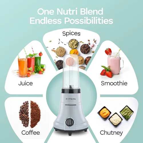 Image of Longway Sage 500 Watt Juicer Mixer Grinder with 2 Jars for Grinding