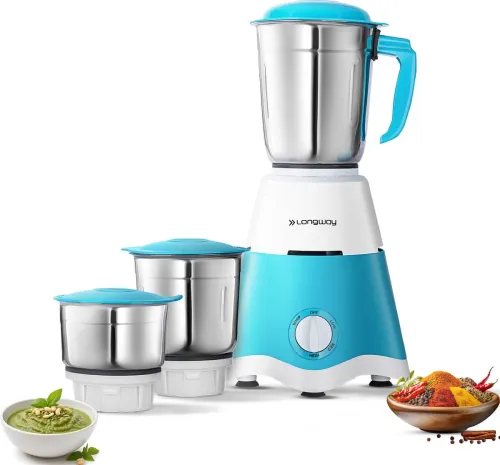Image of Longway Super Dlx 700 W Juicer Mixer Grinder (Super | 3 Jars | White, Blue)
