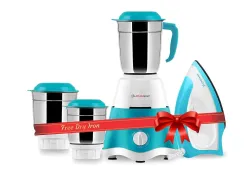 Longway Super Dlx White & Blue 3 Jar with 750W Kwid Dry Iron