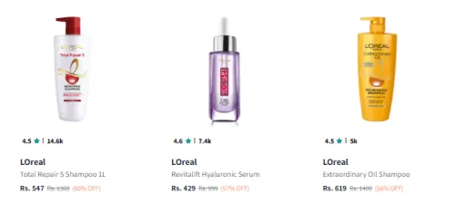Image of LOreal Beauty Product Minimum 50% Discount
